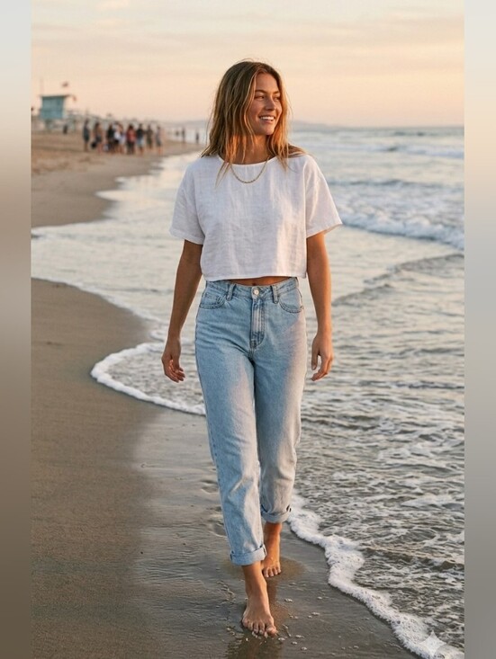 PacSun Denim - Pac Sun Mom Jeans Classic High-Rise  Women's Straight  Leg Cropped Jeans, 28